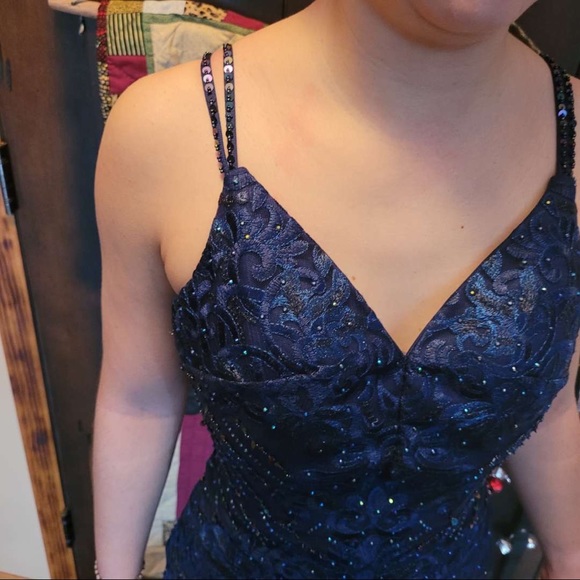 Ellie Wilde Navy Prom Dress - Picture 3 of 8
